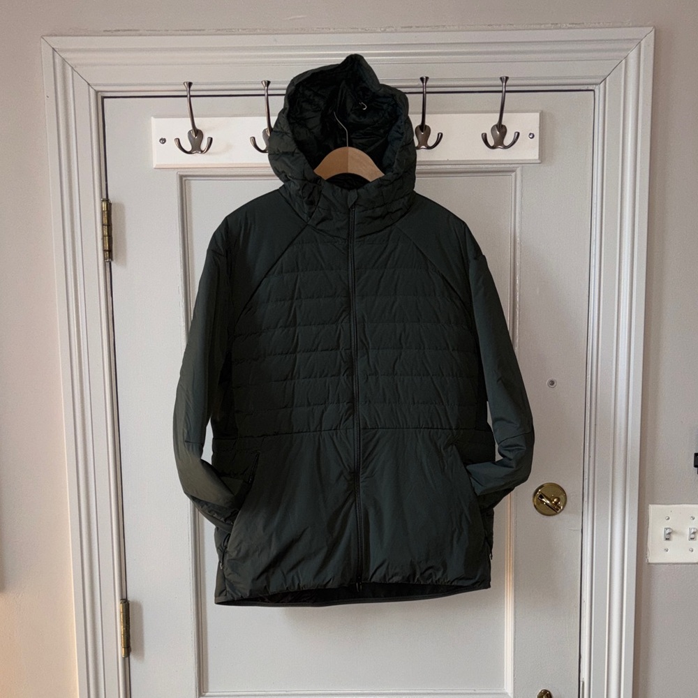 lululemon athletica Men's Dark Green Puffer Jacket (Down for it All Hoode)
